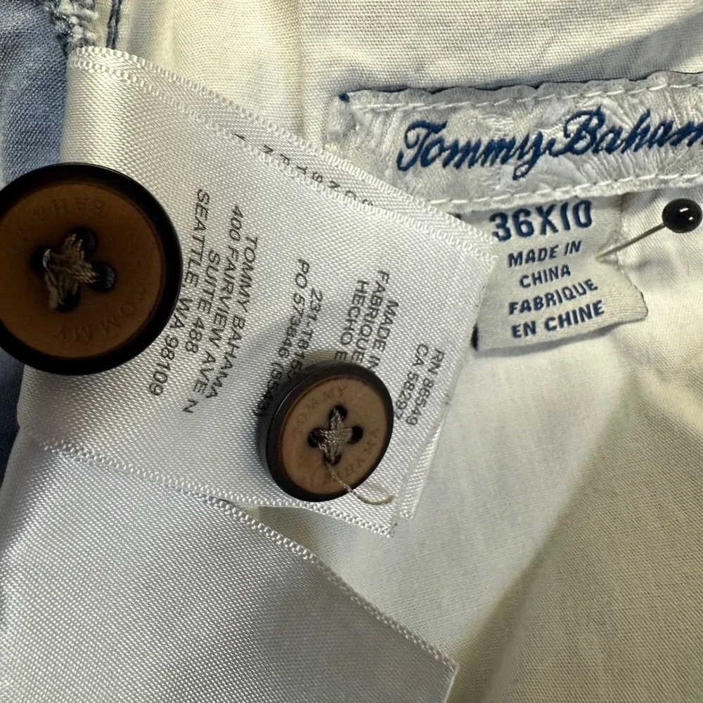 Tommy Bahama Boracay Shorts Mens 36 Blue encel Blend Flat Front 10in